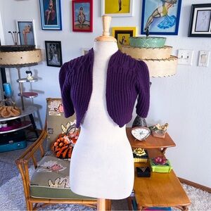 Retro 1940s Style Sweater l Purple l Short Sleeve l M L l  Cardigan l Bolero